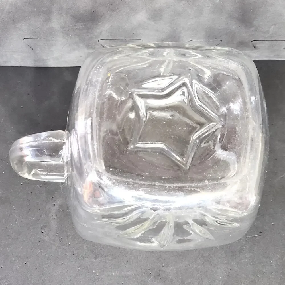 Federal Glass Clear Starburst Pitcher Small Square 6 Cup Breakfast MCM Vtg 1950